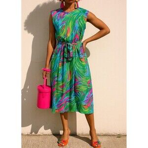 ANNE FOGARTY Vintage 60s Bold Floral Pulitzer Style ILGWU Made Shift Dress- 12